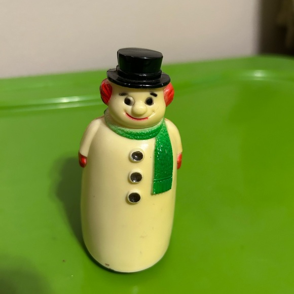 Vintage Snowman Christmas Rolling Push Toy on Wheels by Fun World Inc. - Picture 2 of 9